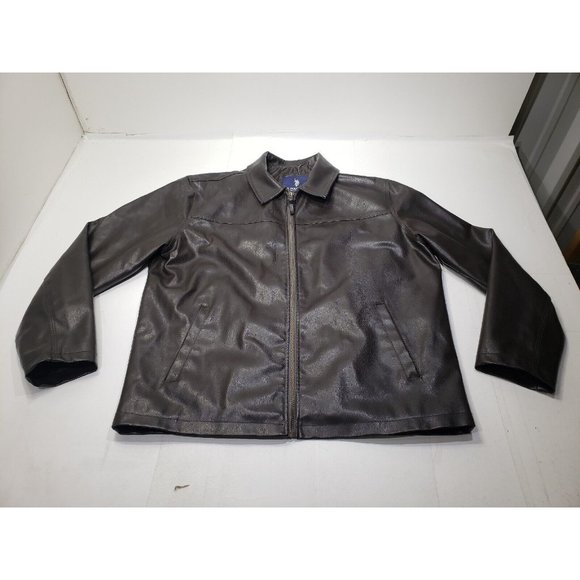U. S. Polo Assn. Mens Faux Leather Jacket Quilted Lining Pockets Brown Size XL - Picture 1 of 15
